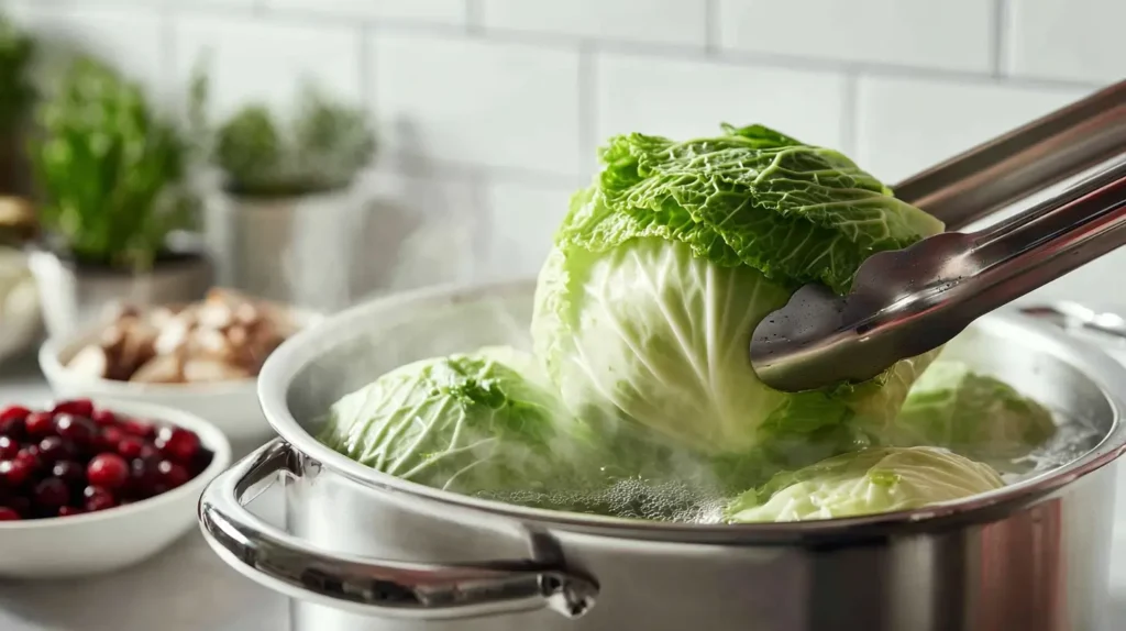 blanching cabbage