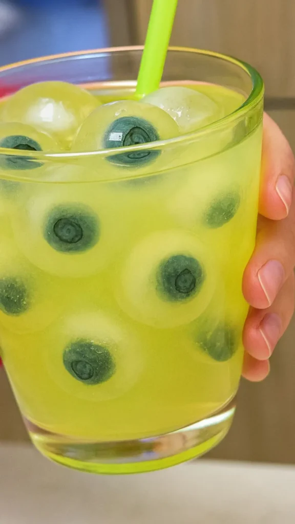 lemonade with eyeball ice cubes