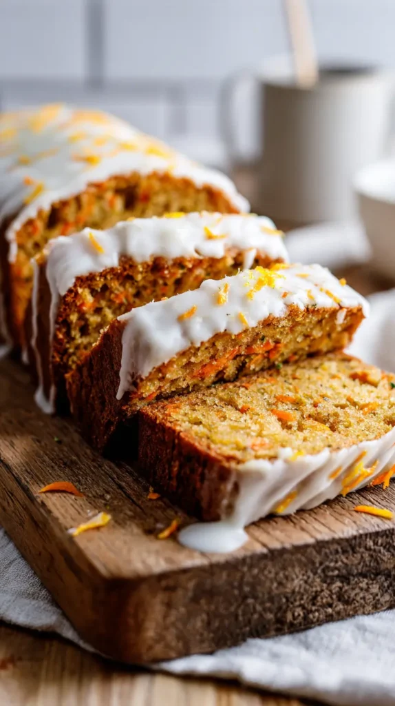 carrot bread on a cutting board