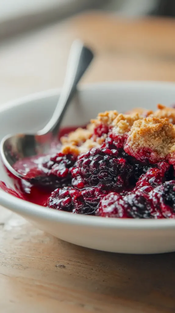 serving of blackberry raspberry cobbler