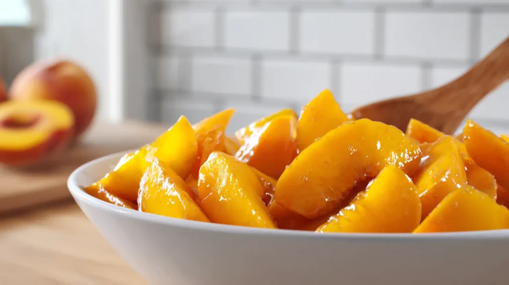 peaches with spoon