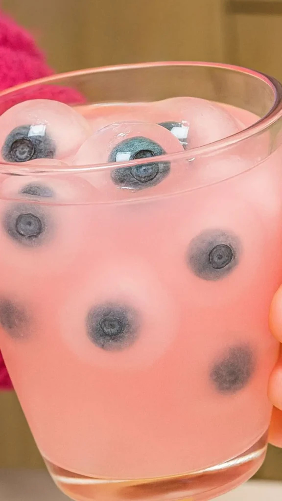 pink lemonade with eyeball ice cubes
