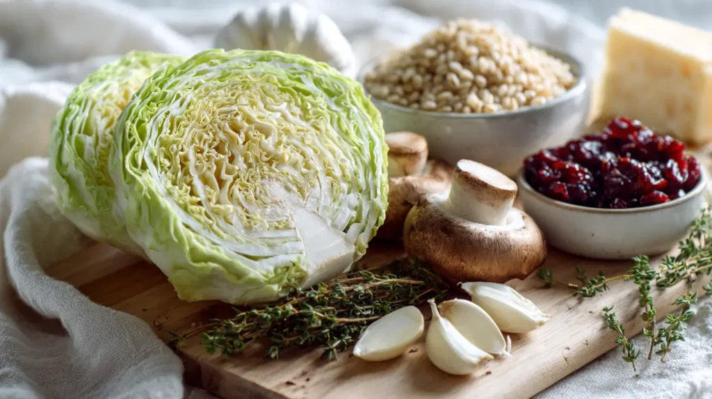 ingredients for mushroom cabbage rolls