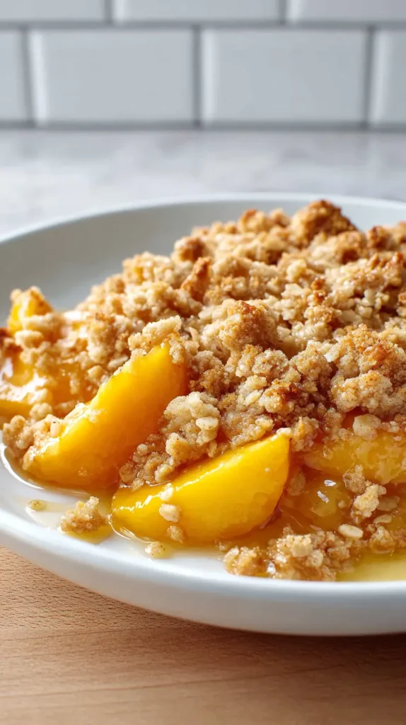 peach crumble on a plate