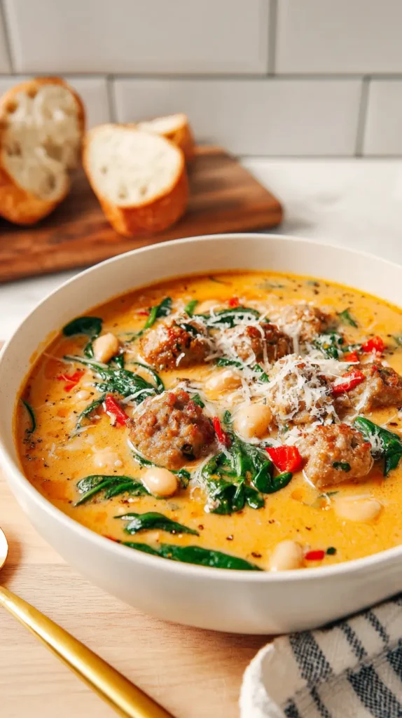 side of bread with a bowl of soup