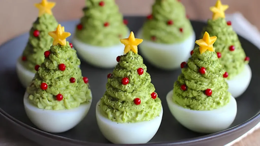 Christmas tree deviled eggs