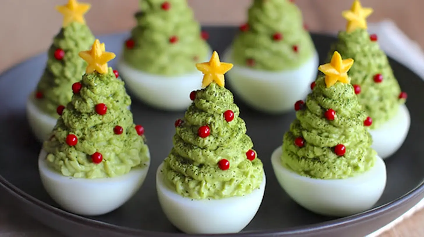 Christmas tree deviled eggs