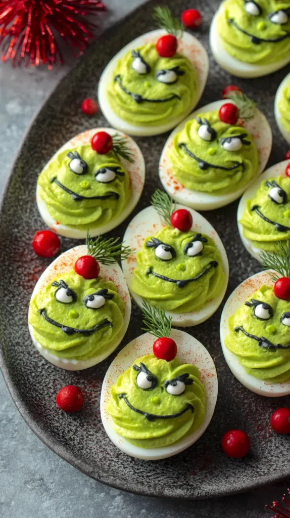 grinch face deviled eggs
