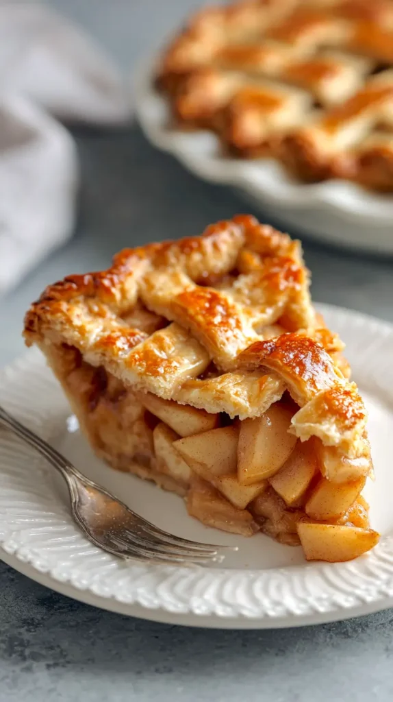 spiced apple pie slice on a plate