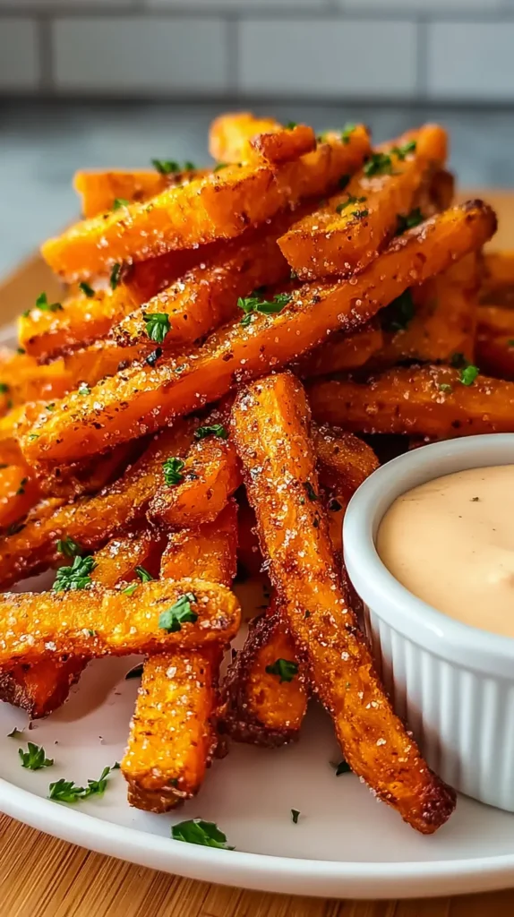 sweet potato fries with ramekin of sauce