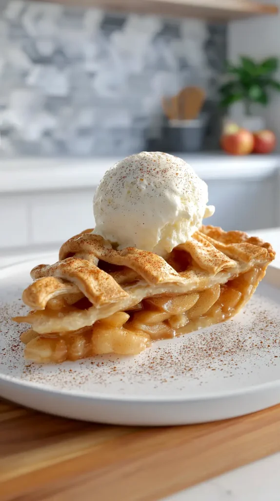 spiced apple pie with scoop of ice cream