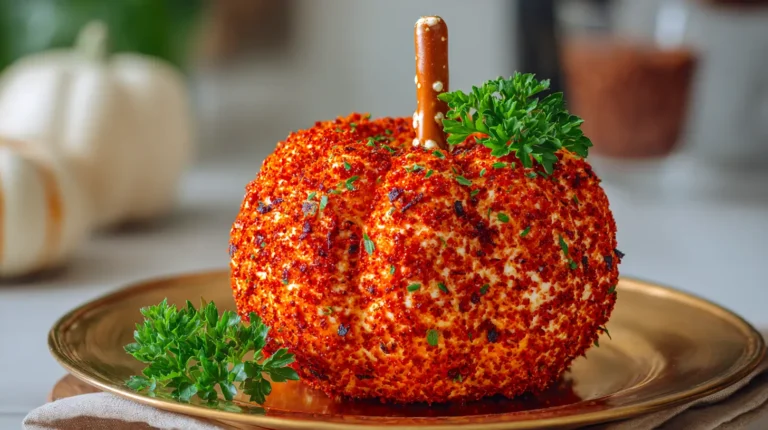 spicy pumpkin shaped cheeseball