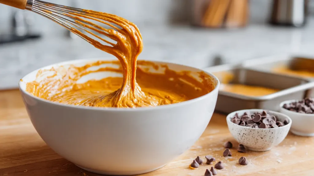 mixing the batter in a bowl