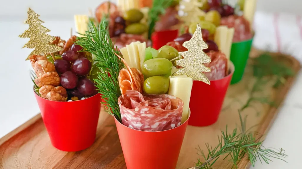 Christmas charcuterie cups