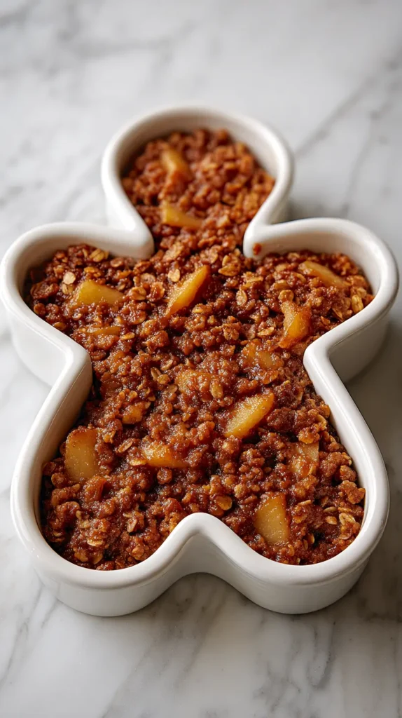 gingerbread apple crumble in a gingerbread bowl