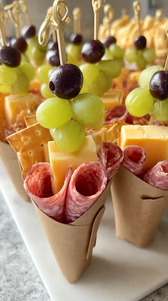 charcuterie cups ideas on a tray