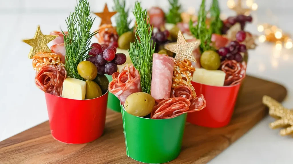 Christmas charcuterie cups