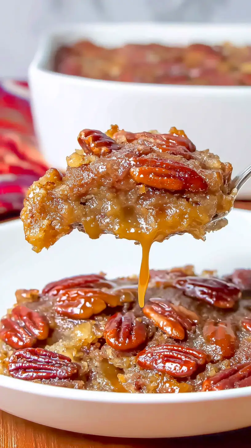 pecan pie cobbler being served