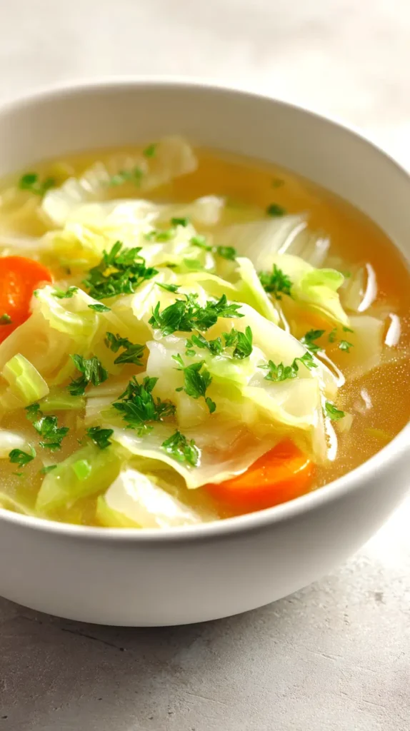 bowl of cabbage soup with vegetables