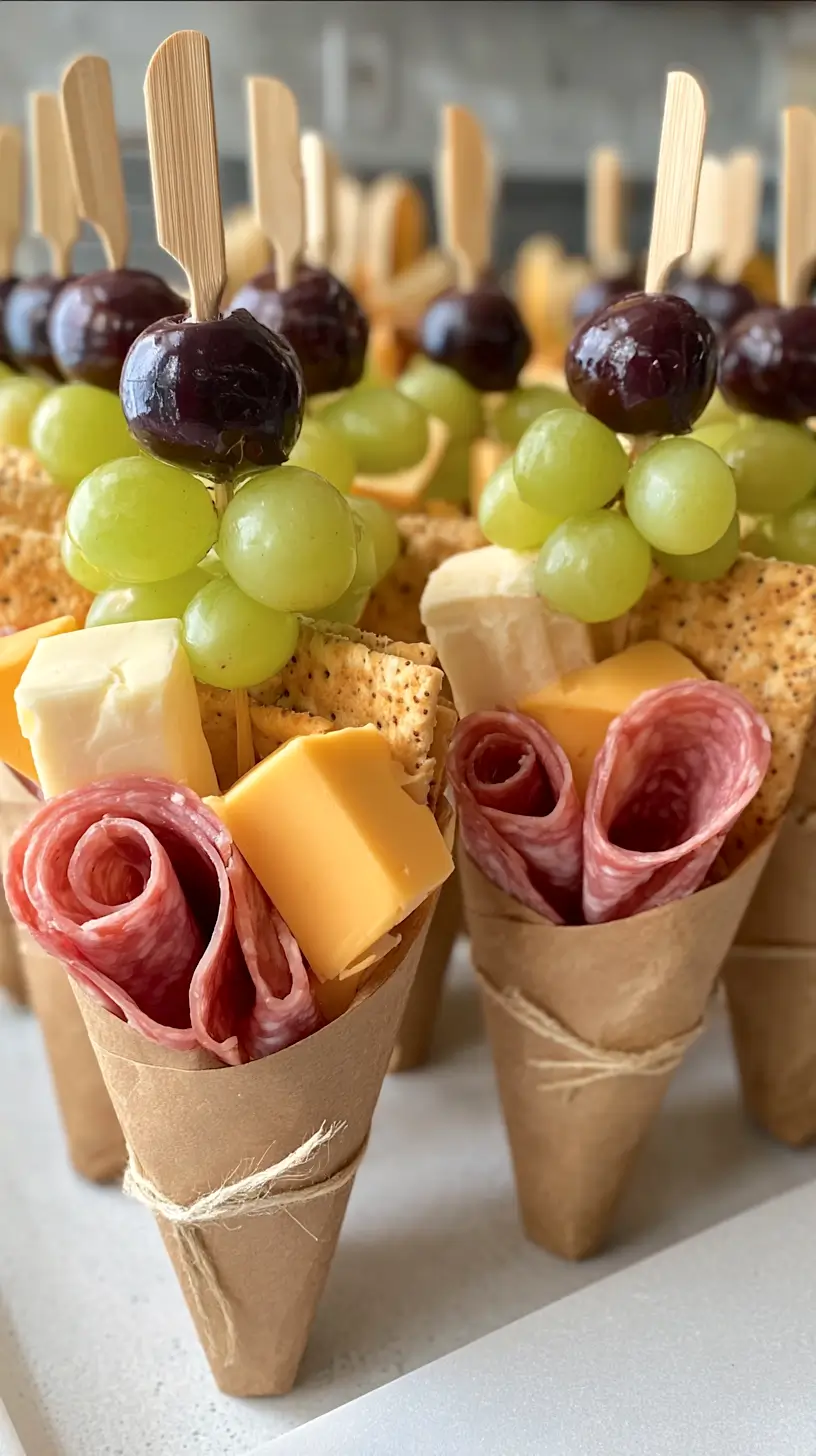 charcuterie cups ideas, cheese, grapes, salami