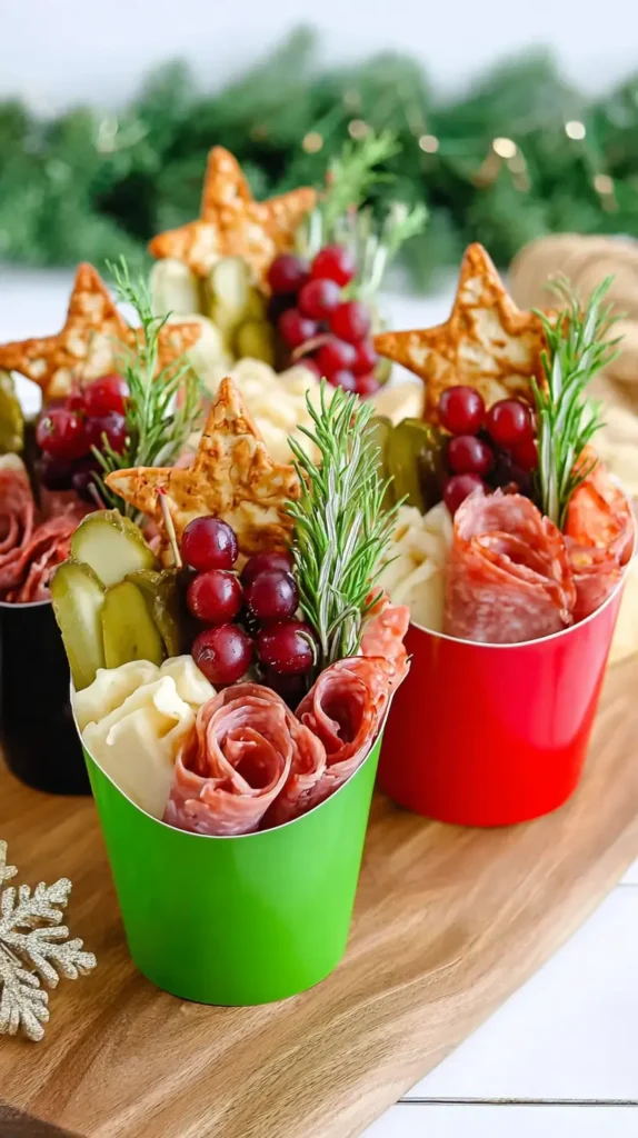 Christmas charcuterie cups
