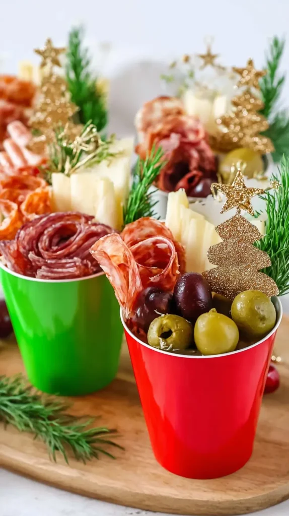 Christmas charcuterie cups