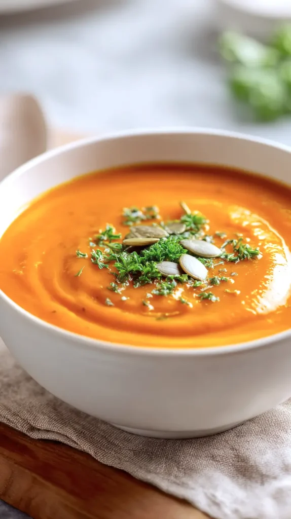 maple butternut squash soup with garnish