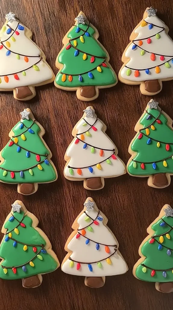 iced Christmas tree cookies