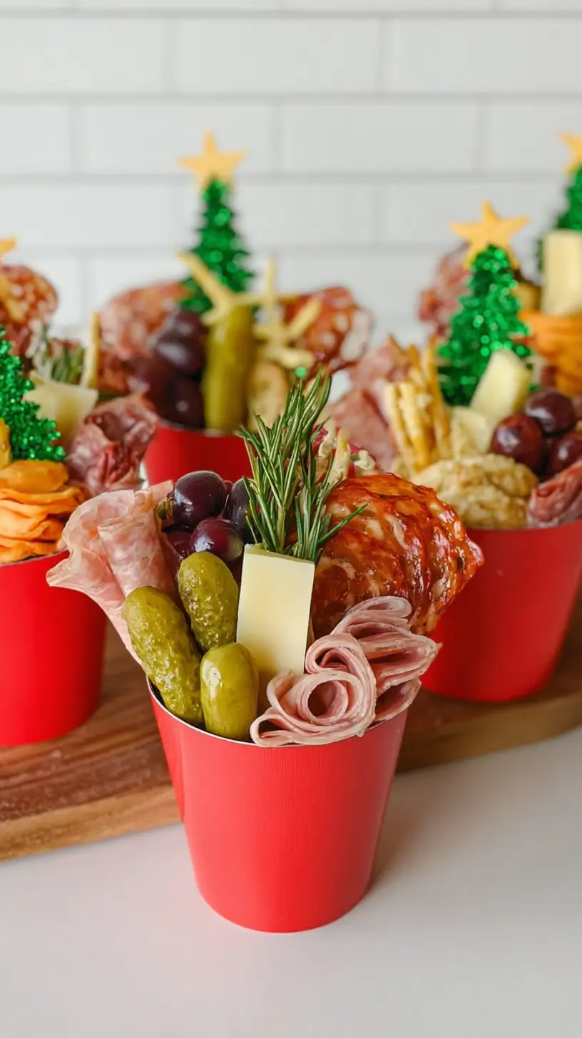 Christmas charcuterie cups