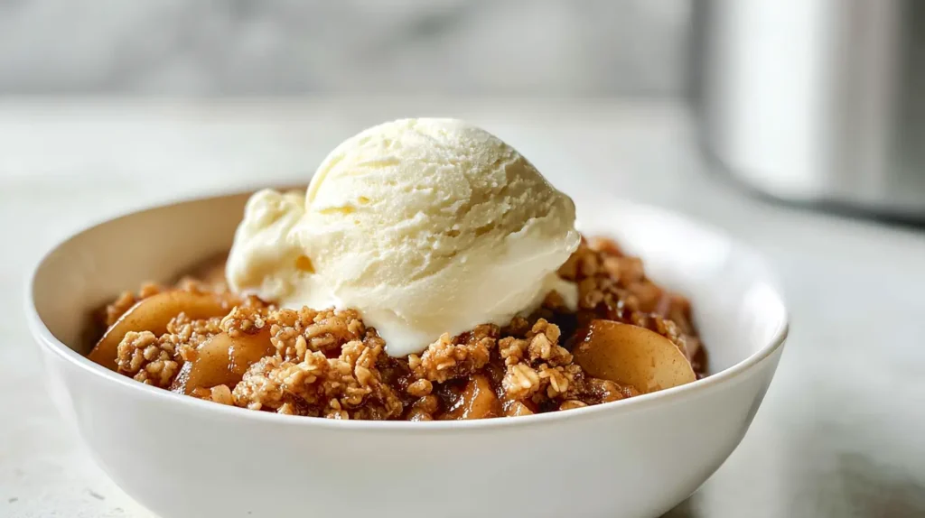 gingerbread apple crumble with ice cream