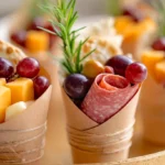 appetizer portions on a tray, cheese, salami
