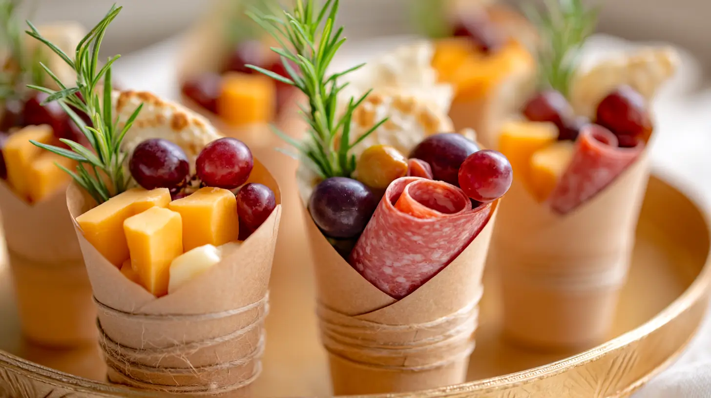 appetizer portions on a tray, cheese, salami