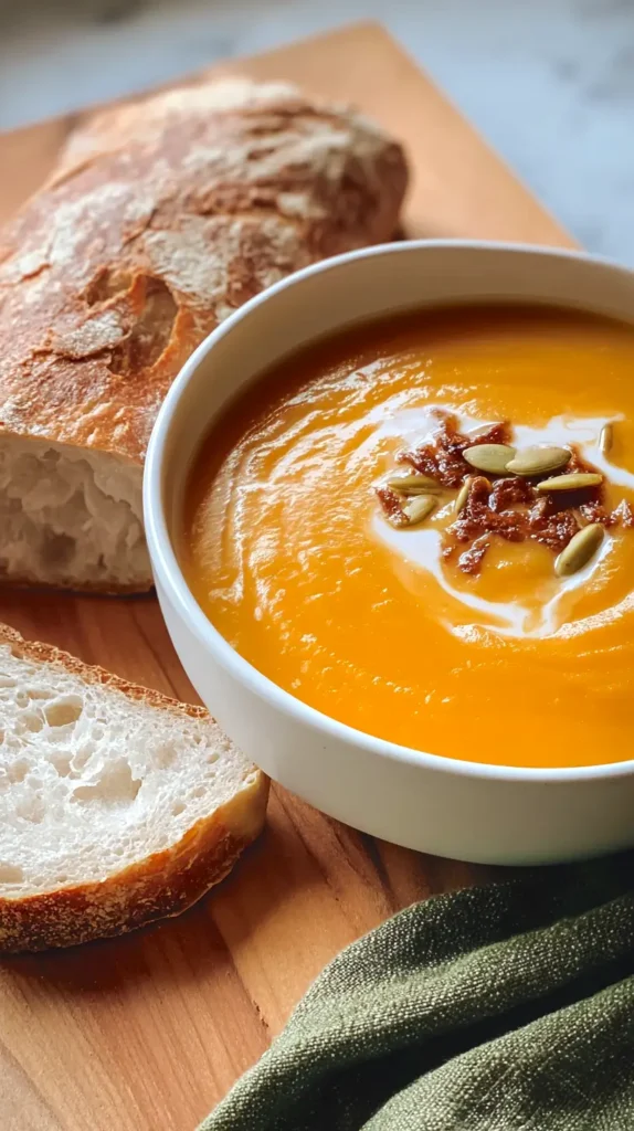 maple butternut squash soup with bread