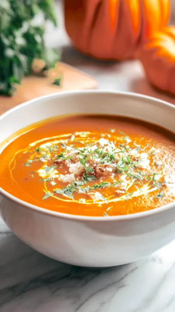 pumpkin soup with garnish