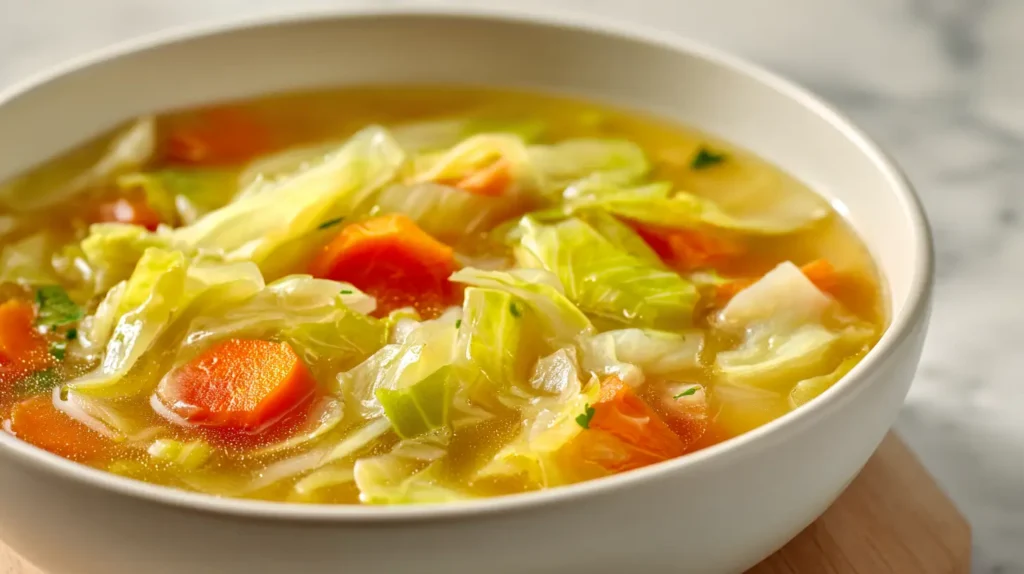 cabbage soup in a bowl