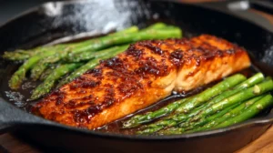 maple glazed salmon with asparagus
