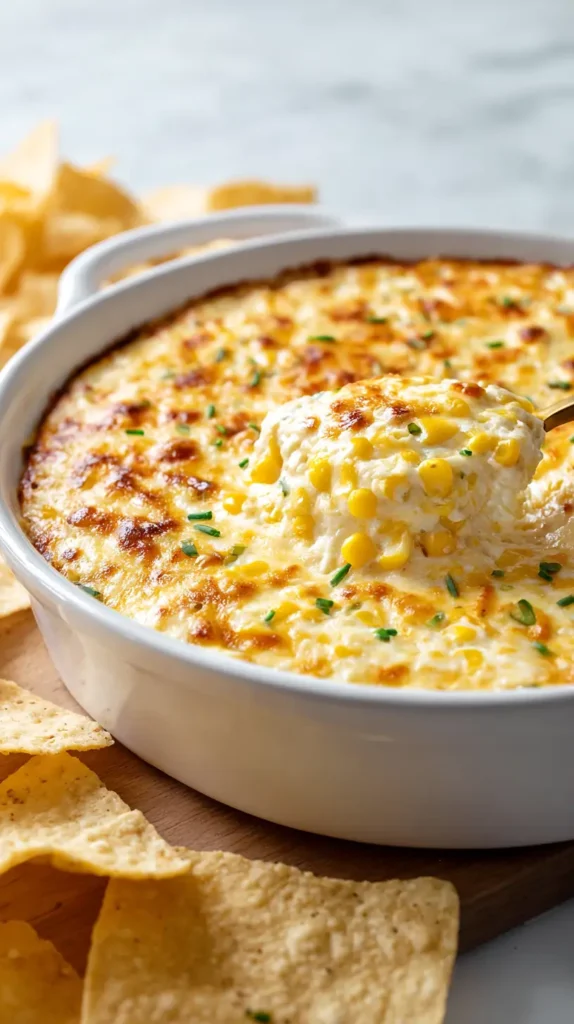 spoon lifting a scoop of corn dip