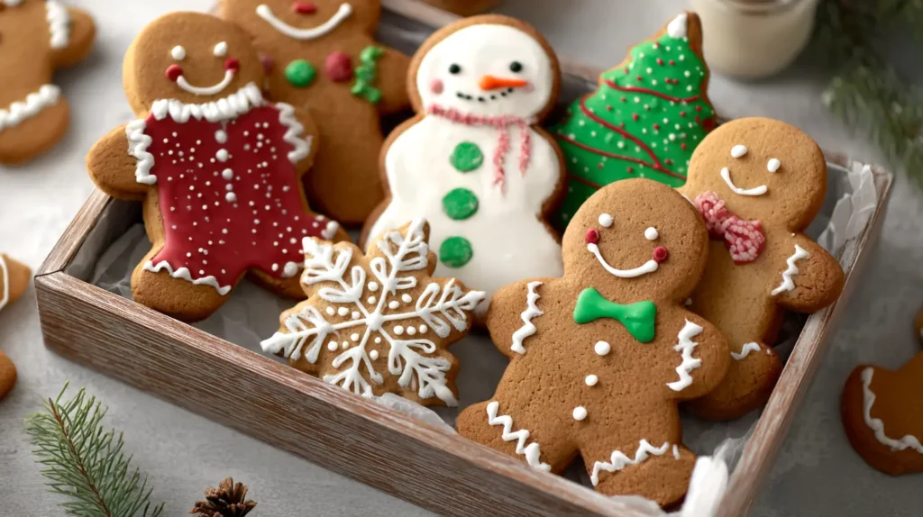 decorated and iced gingerbread cookies