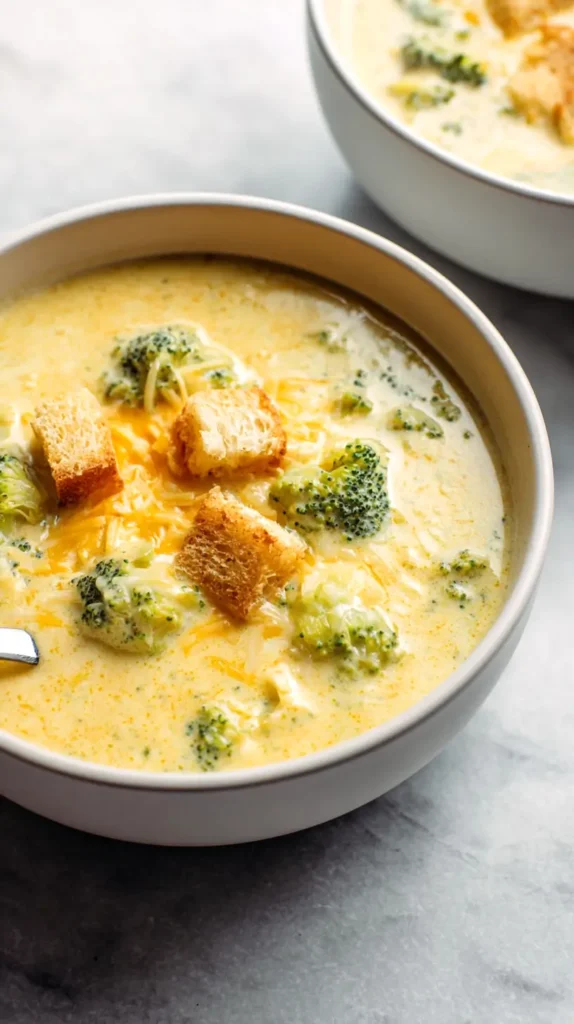 broccoli cheddar soup with croutons 