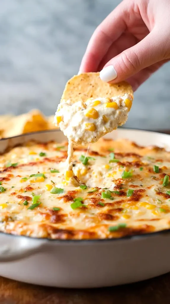 corn dip with tortilla chips