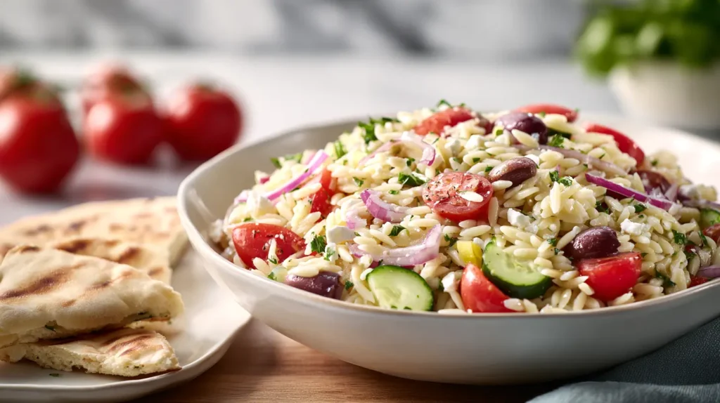 Mediterranean orzo pasta salad