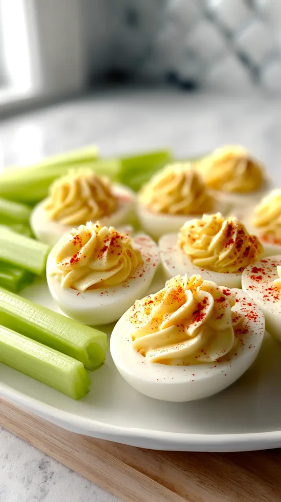deviled eggs with a side of celery