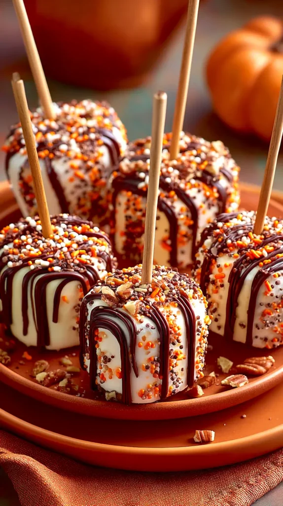 fall-themed marshmallow pops