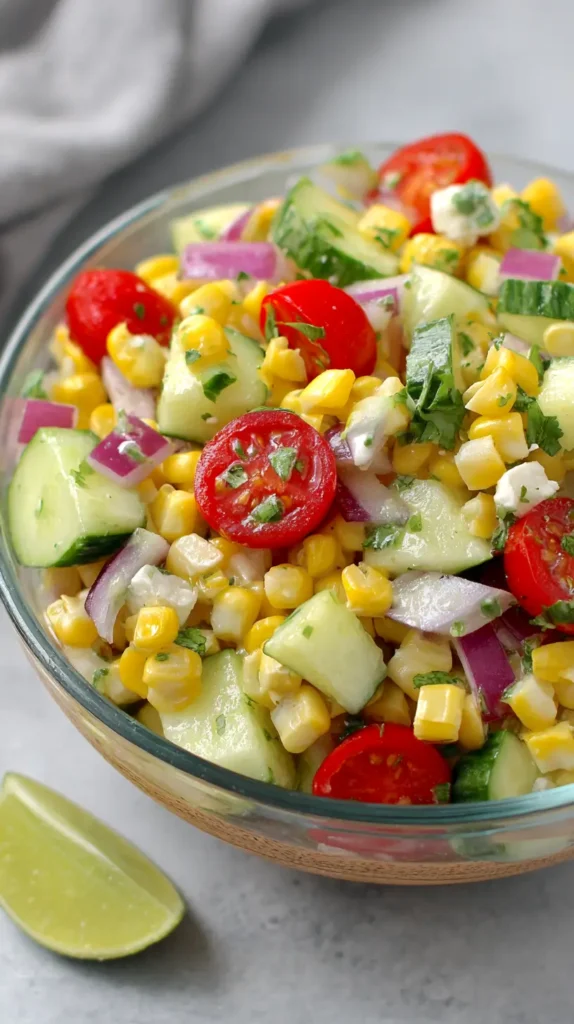 corn salad, overhead shot
