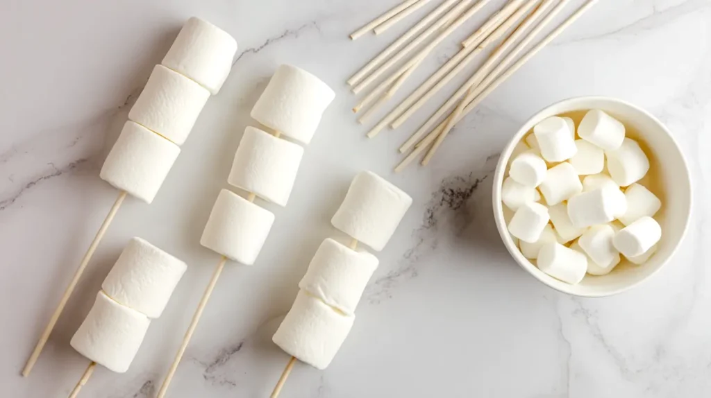 marshmallows on skewers