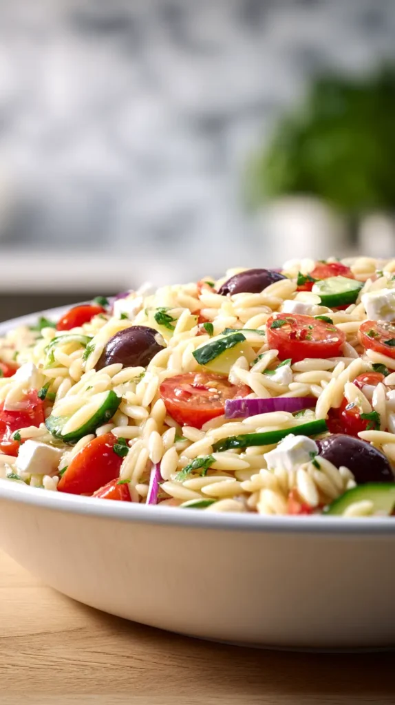 Mediterranean orzo pasta salad