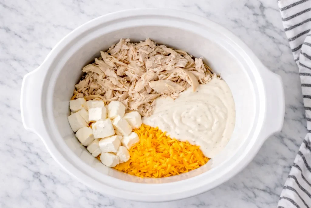 ingredients placed into the slow cooker