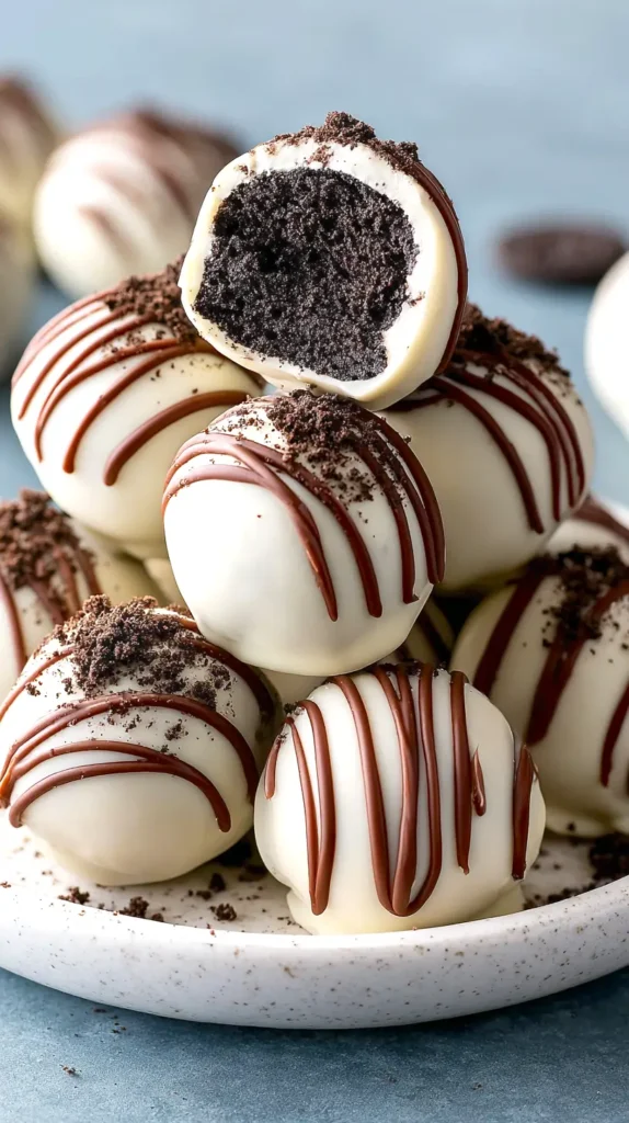 bite taken from Oreo truffle