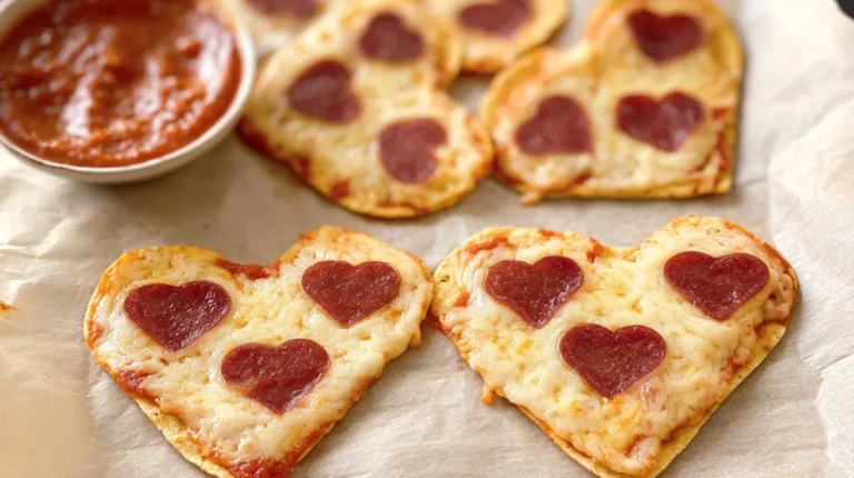 tortilla pizza, heart-shaped, heart pepperoni