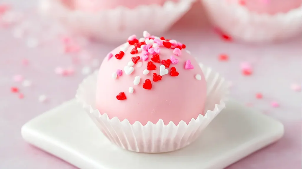 singular pink Oreo Truffle for Valentine's day